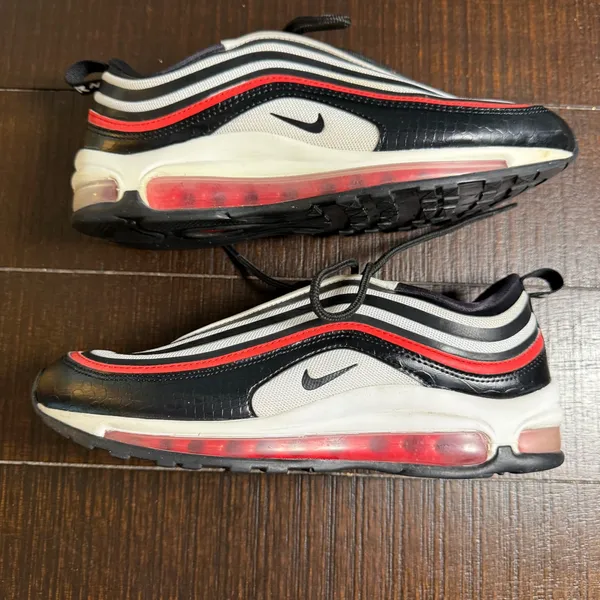 Nike Air Max 97 Black White Red Croc Print Sneakers Chicago Bulls Shoes Womens 8 - Image 6