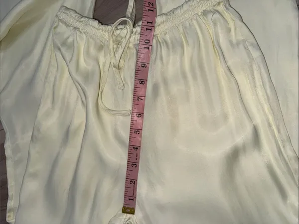 Zara light yellow flowy straight leg pants size XS - Image 7