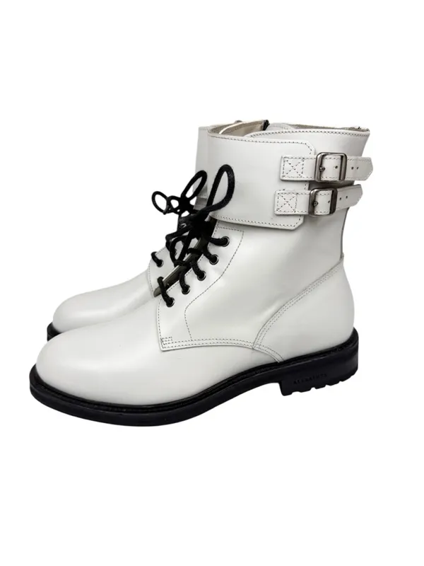 Allsaints Brigade White Leather Combat Boots Size 39 US 9 - Image 5