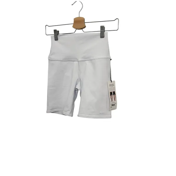 Alo Yoga 7" High-Waist Biker Short White Major Moves XS NWT Authentic - Image 4