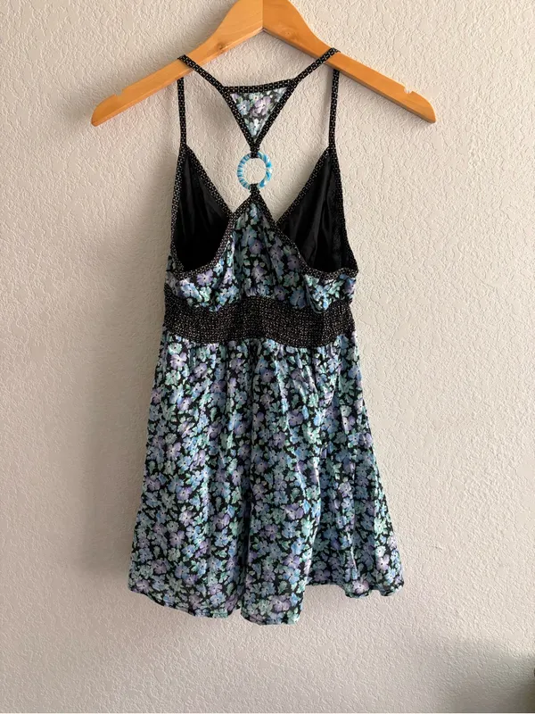 Free People Y2K Floral Boho Babydoll Cotton Racerback Tank Top Size S - Image 7