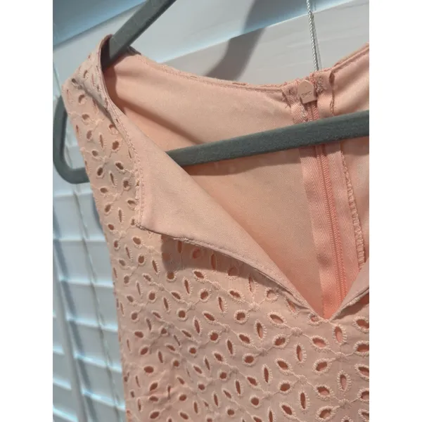 Everly Feminine Floral Eyelet‎ Detail Coral Light Pink Spring Sun Dress Size M - Image 4