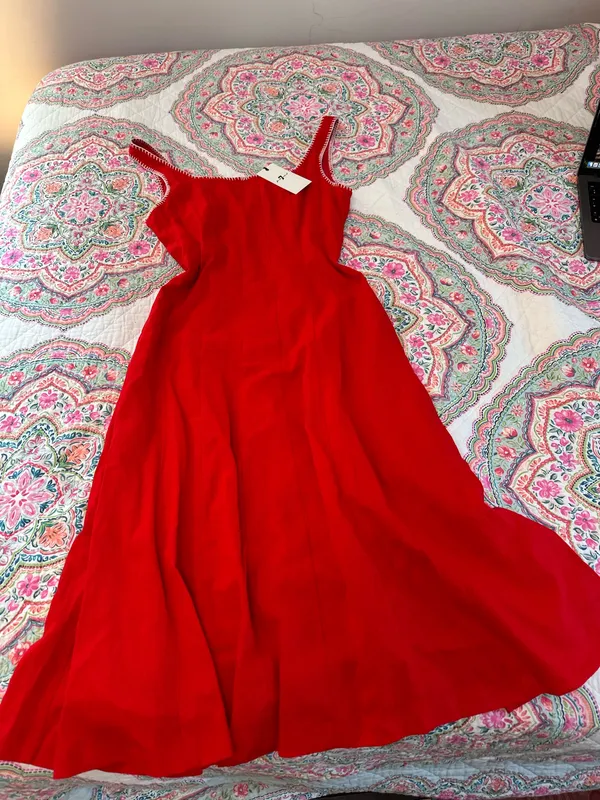 7 for all mankind linen red midi dress - Image 3