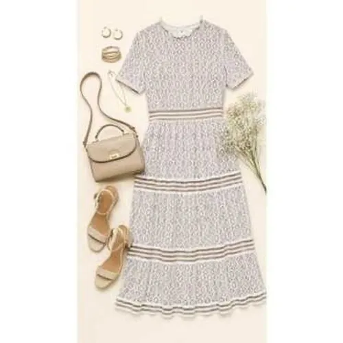 NWT BALTIC BORN Windsor Lace Midi Dress Ivory Nude Feminine Romantic Small - Image 10