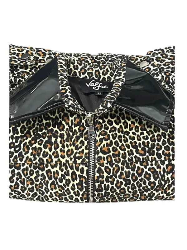 new Valfre ☻︎ January Crop Jacket ☻︎ Leopard Print ☻︎ Black Vinyl Collar ☻︎ XS - Image 9