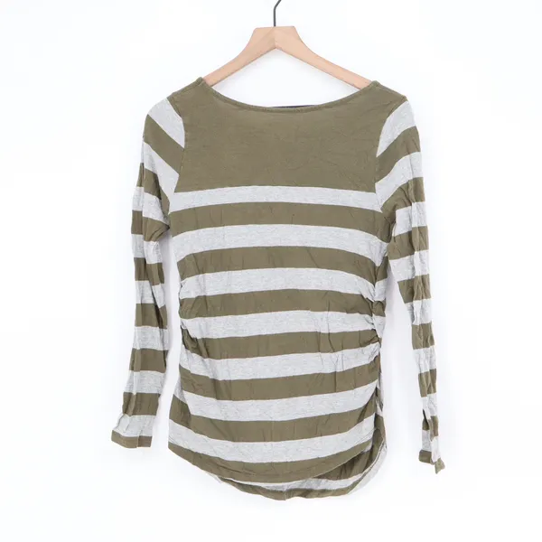 Liz Lange Maternity Top Women M Striped Green Gray Ruched Long Sleeve Excellent - Image 5