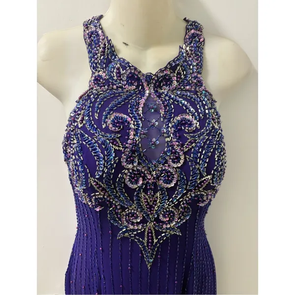 80s Alyce beaded silk maxi dress Purple Size M - Image 4