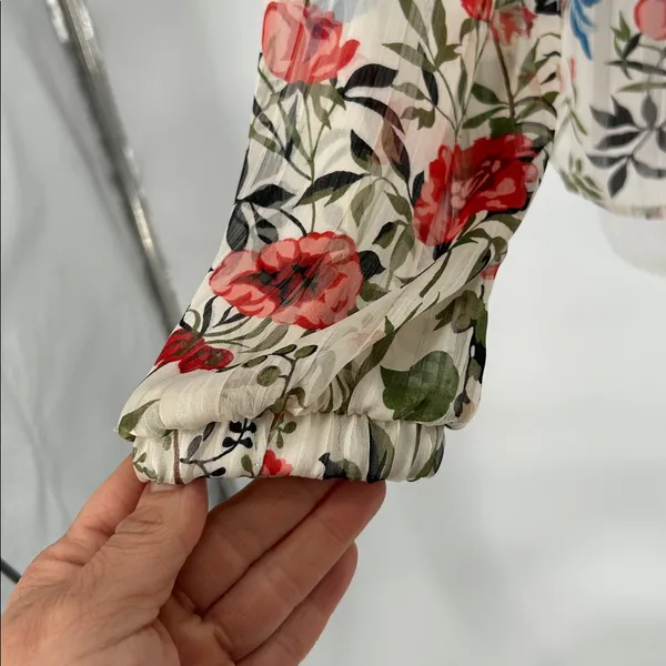 Loyd/Ford Plam Spring Women's Long-Sleeve Lace Floral Sheer Blouse Size L - Image 6