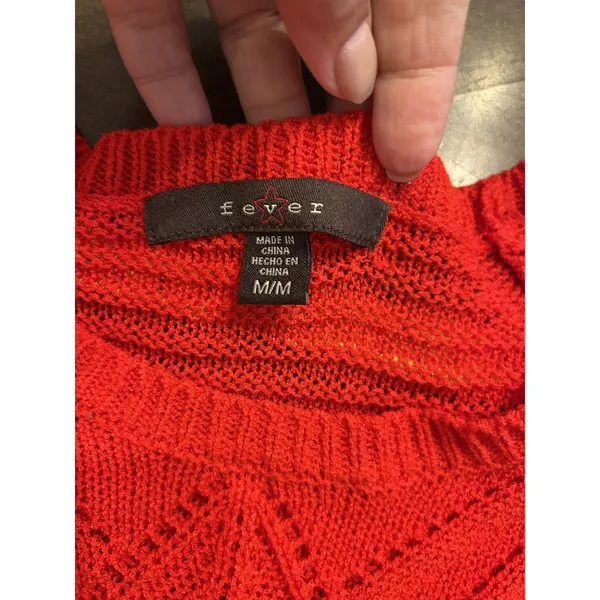 Fever Red Knitted Short Sleeve Top Sweater Size Medium Game Day USA Holiday - Image 2