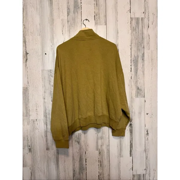 PINK Victoria's Secret Quarter Zip Sweatshirt Womens XL Olive Mustard Green Flee - Image 6