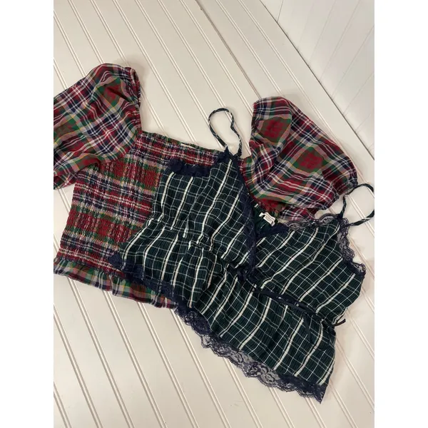 NWT American Eagle Smocked Puff-Sleeve Blouse & Prettiest Lace Trim Cami SET XL - Image 3