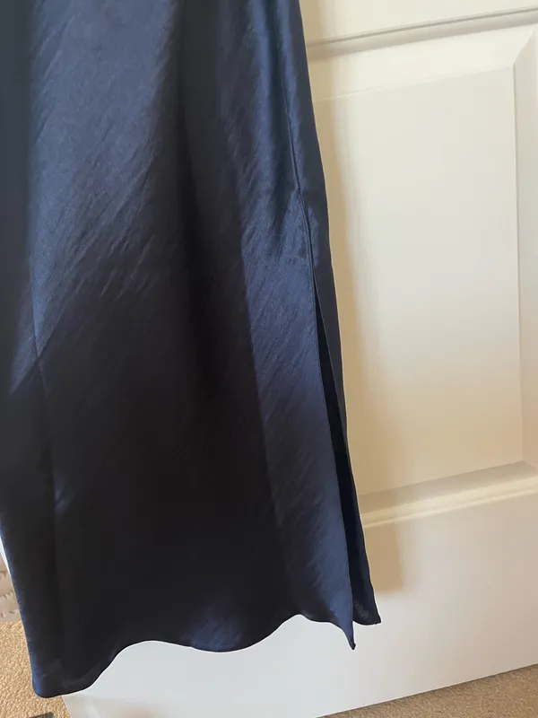 ASOS Maxi Navy Blue Silk Dress - Image 3