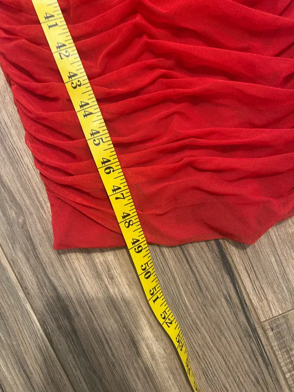 Dress the Population Ferra Rouge Red Ruched Midi Dress XS Strapless - Image 14