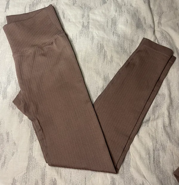 Amazon Light Brown Ribbed Leggings - Image 2