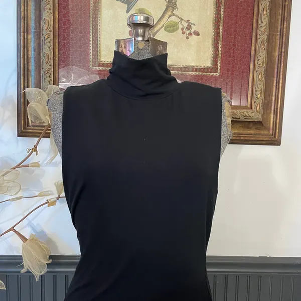 Good American Black Mock Neck High Slit Midi Dress Size 3 (Large)🧡🎀 - Image 6