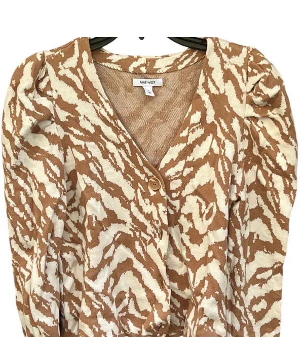Nine West Animal Print Button Front Cardigan Sweater M - Preloved - Image 2