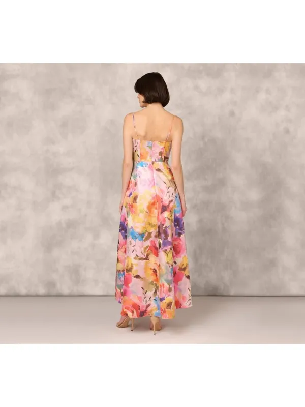 Aidan Mattox Adrianna Pappel Metallic Floral Jacquard Gown Pockets NWT US 6 Flaw - Image 7