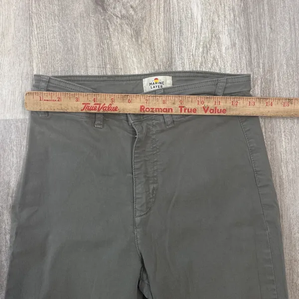 Marine Layer Bridget Crop Pant AOlive Green High Rise Wide Leg Size 4‎ - Image 6