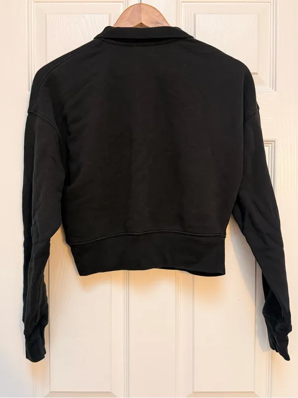 Reformation Jeans Marla Zip Sweater Sweatshirt Black‎ w Gold Zipper Small - Image 4