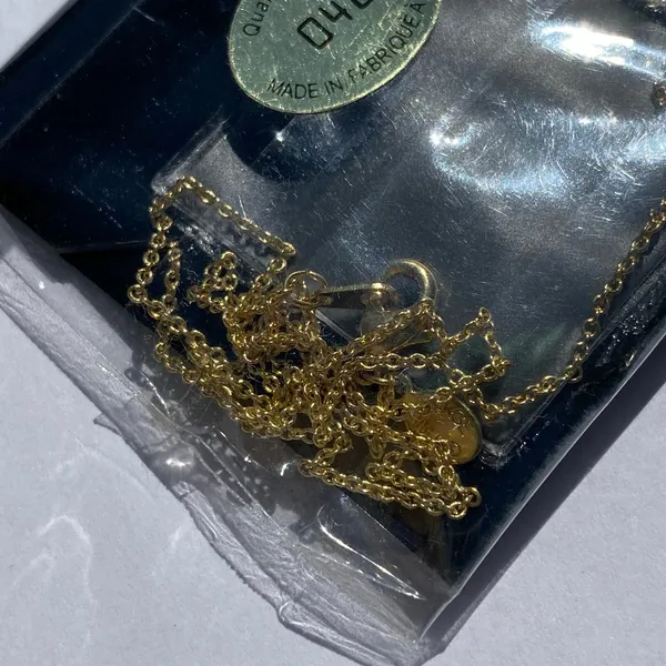 🩵 Vintage 1990s Lindenwold 14K Gold Electroplated Angel Aqua Rhinestone Crystal Necklace 🩵 - Image 8