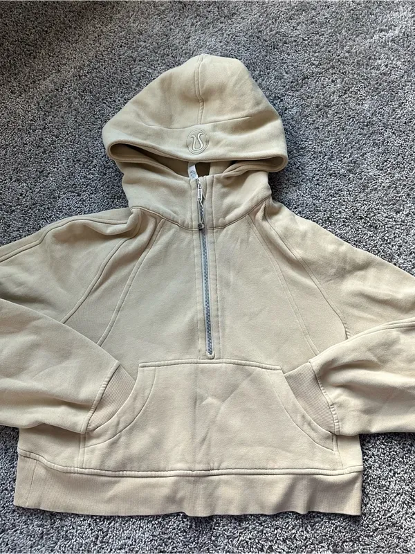 lululemon athletica Women's Beige Half-Zip Hoodie Scuba - Image 2