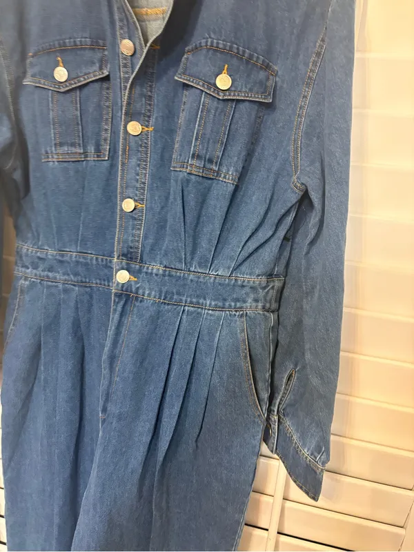 &merci Denim Jumpsuit Size Large - Image 5