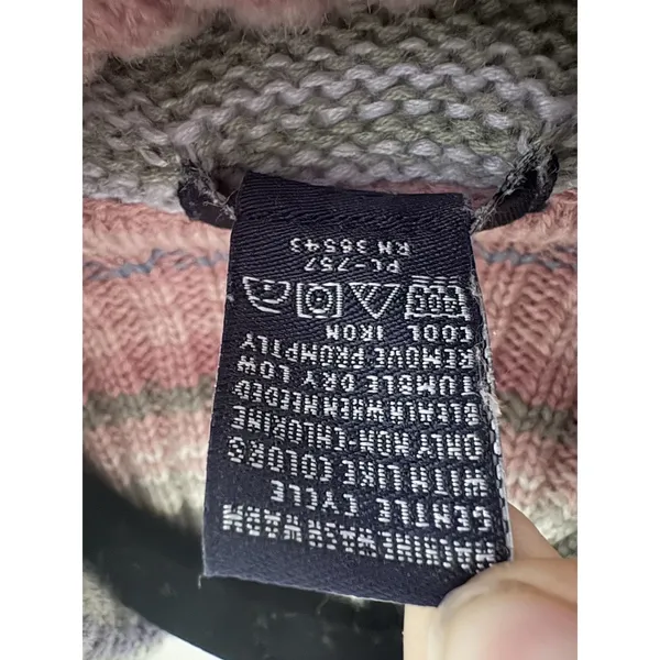 Vtg 90s Y2K Happy Stripe Izod Pastel Colorful Knit Turtleneck Sweater M - Image 5