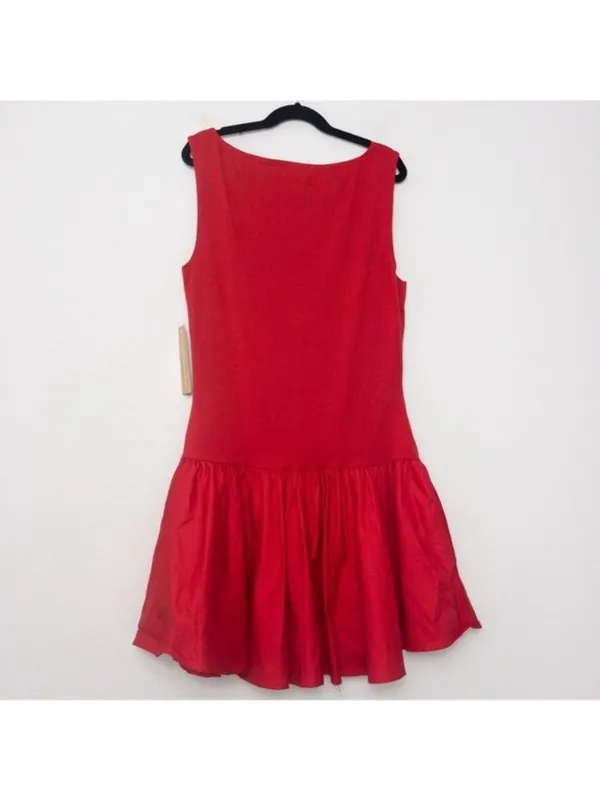 NWT o.p.t Helene Mini Dress XS Red Sleeveless Combination Puff Flared Bubble - Image 10