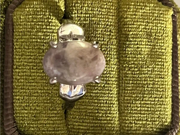 Elegant/Classic Titanium Steel Silver Purple Gemstone & Heart Accents Ring S 9 - Image 3