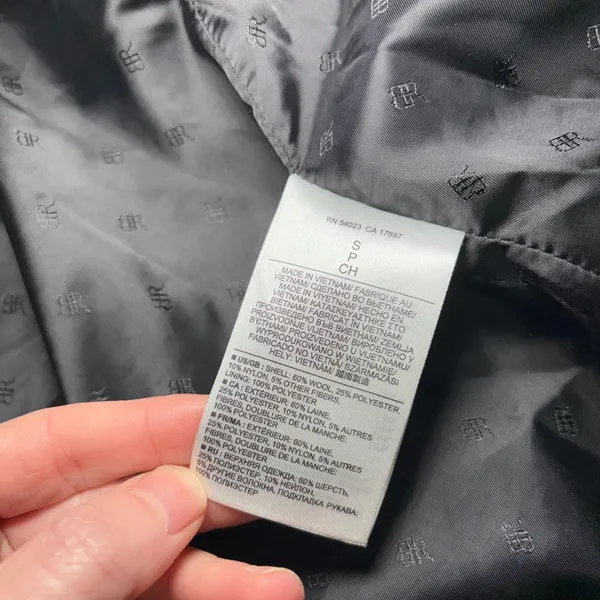 Banana Republic Black Wool Hooded Parka Pea Coat Womens Small Full Zip Snap Chic - Image 3