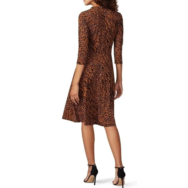 Donna Morgan Full Length Leopard Print‎ Dress Brown Women's Size 8 - Image 2