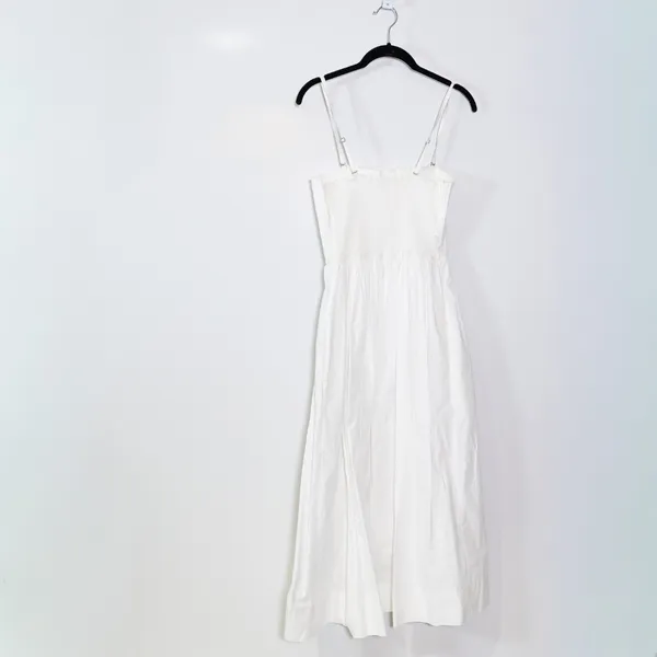 Free People Lilah Cotton Poplin Pleated Straight Line Tube Midi Dress White S - Image 4