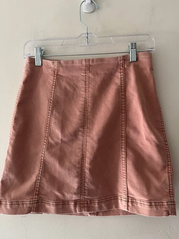 Free People Modern Femme Dusty Rose Denim Mini Skirt‎ - Image 2