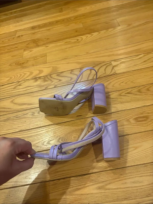 Boutique Brand Size 7.5 Purple Ankle Strap Block Heels - Image 6