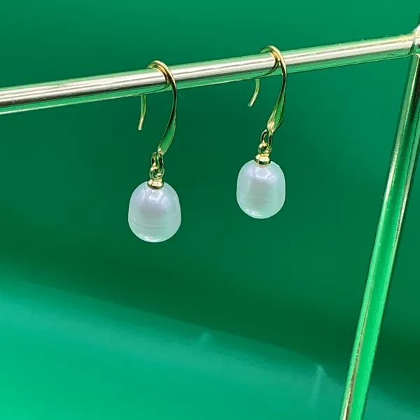 Gold Plated White Pearl Earrings - Image 5