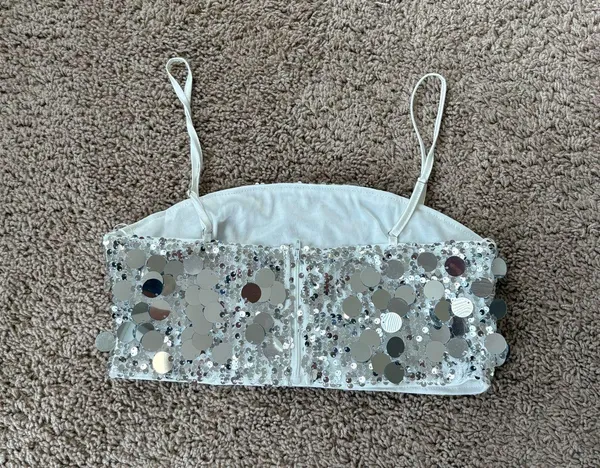 Sequin crop tank Silver - Image 4
