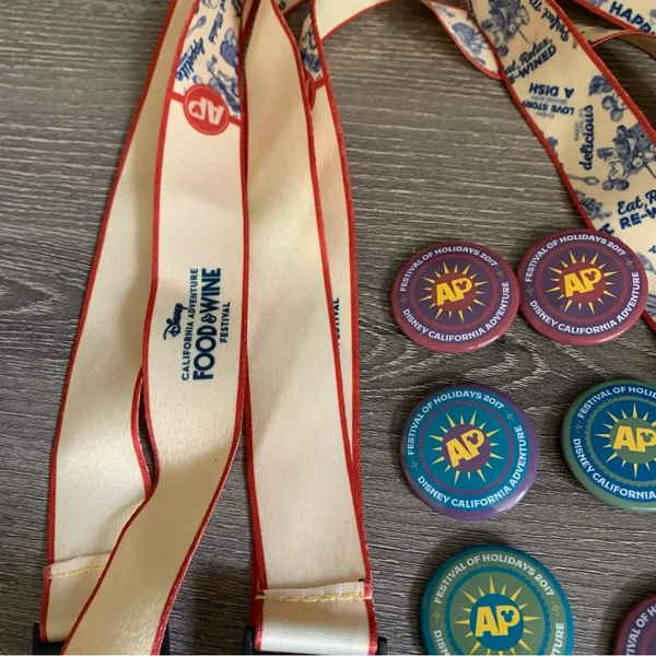 Disney Disneyland DCA Annual Passholder Festival Food Wine Holidays Lanyard Pin Set - Image 4