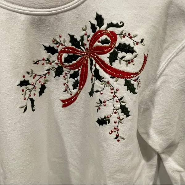Vintage? 80’s-90’s style white mock neck holiday christmas sweatshirt - Image 4