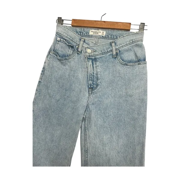 Abercrombie Fitch The 90s Straight Womens 26 2S Blue Ultra High Rise Crossover - Image 6