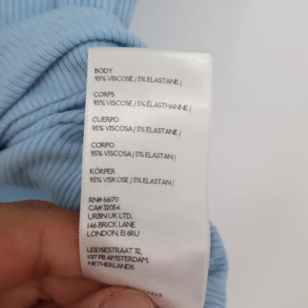 BDG Top Womens M Ribbed V-Neck Light Blue Cap Sleeve Slim Fit Excellent - Image 3