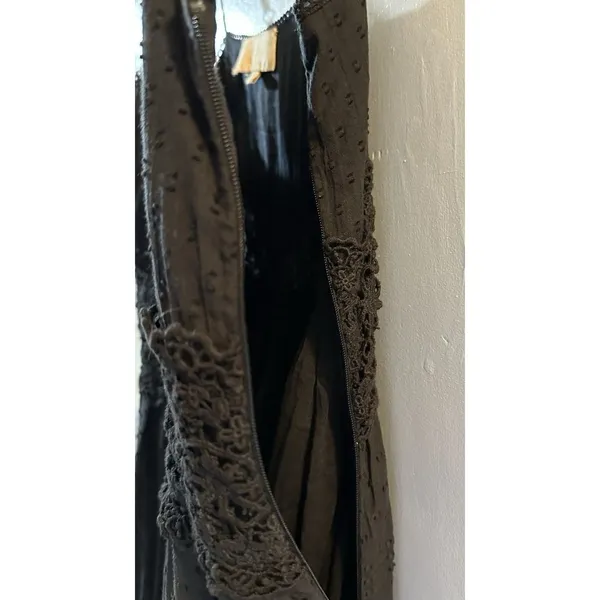 Anthropologie Love The Label Black Flocked Lace Crochet Tiered Cotton Maxi Sz XS - Image 10
