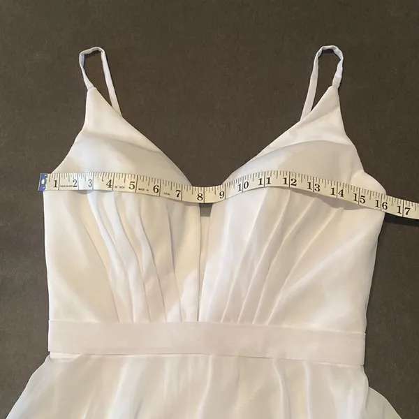Women’s Elegant White Chiffon Full Length Dress CorsetBack Leg Slit Size 2 *READ - Image 9