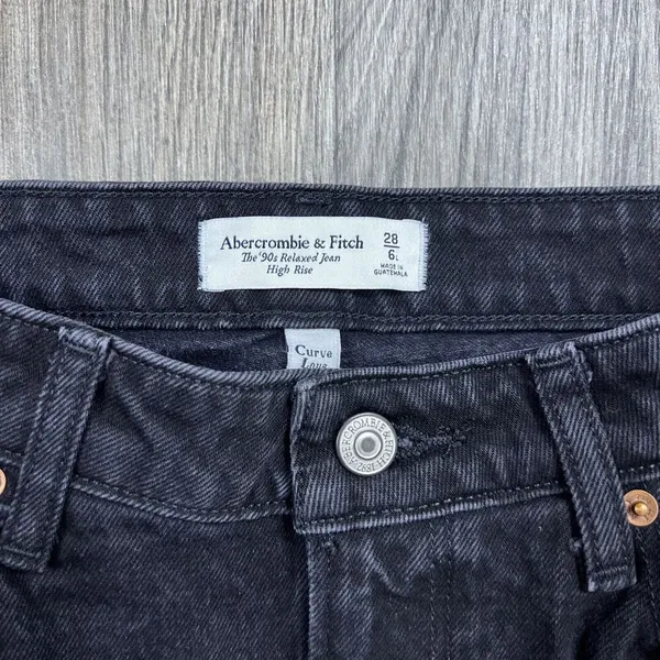 Abercrombie 90s Relaxed Fit High Rise Jeans Black Size 28 / 6 Curve Love - Image 6
