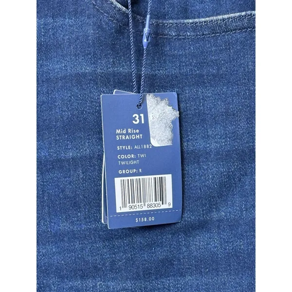 NIC+ZOE Mid Rise Straight Jeans Women 31 Twilight Blue Raw Hem Denim ALL1882 - Image 4