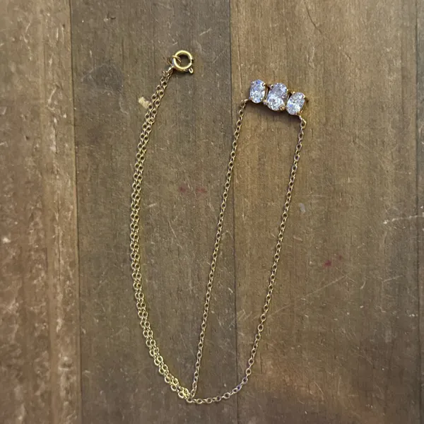 Vintage gold tone three stone necklace - Image 5