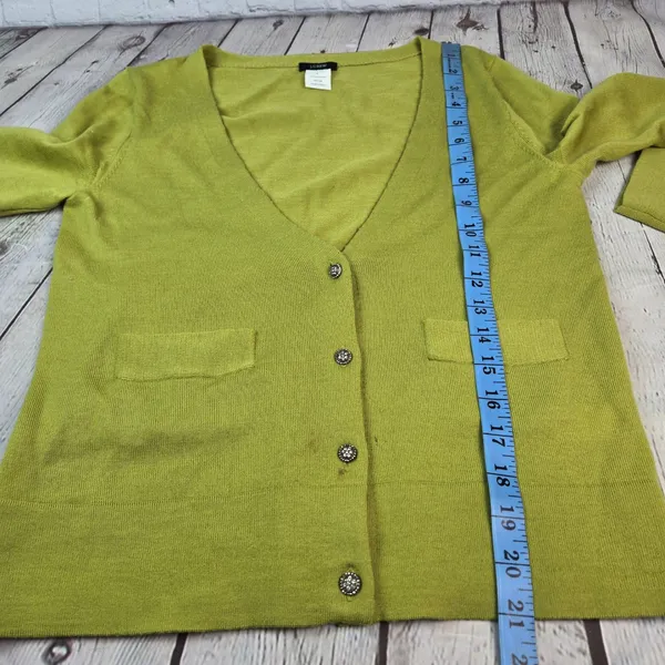 J.Crew Womens Green 100% Merino Wool Cardigan Jeweled Buttons 99545 Size S - Image 9