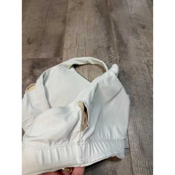 Crz Yoga Women Cream White Athletic Sports Bra Scoop Neck Workout Top - Image 8