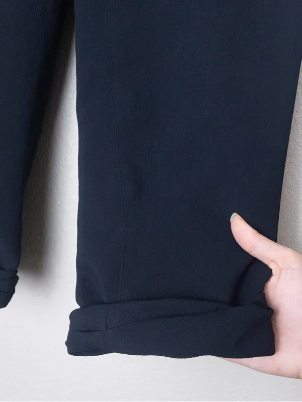Aritzia Wilfred Allant Tie Front Drawstring Crop Pant Trouser 4 Black Relaxed - Image 7