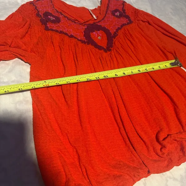 Free People Vibrant orange Blouse with Embroidery - Image 9