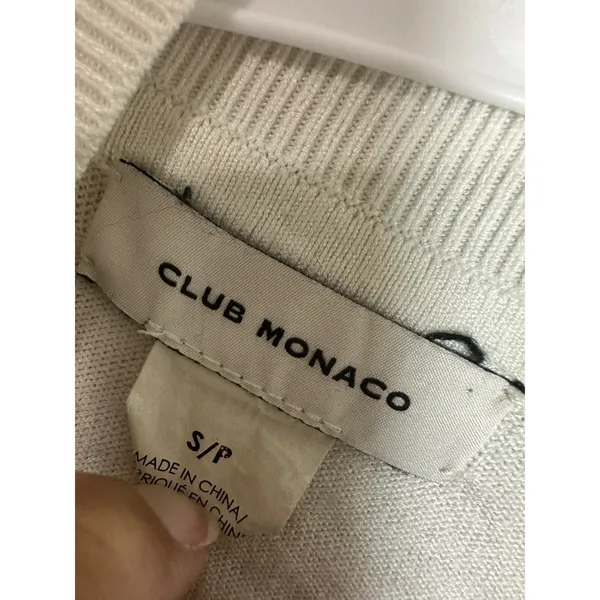 Club Monaco Womens White Mixed Media‎ Puff Sleeve Mock Neck Sweater Small S/P - Image 5